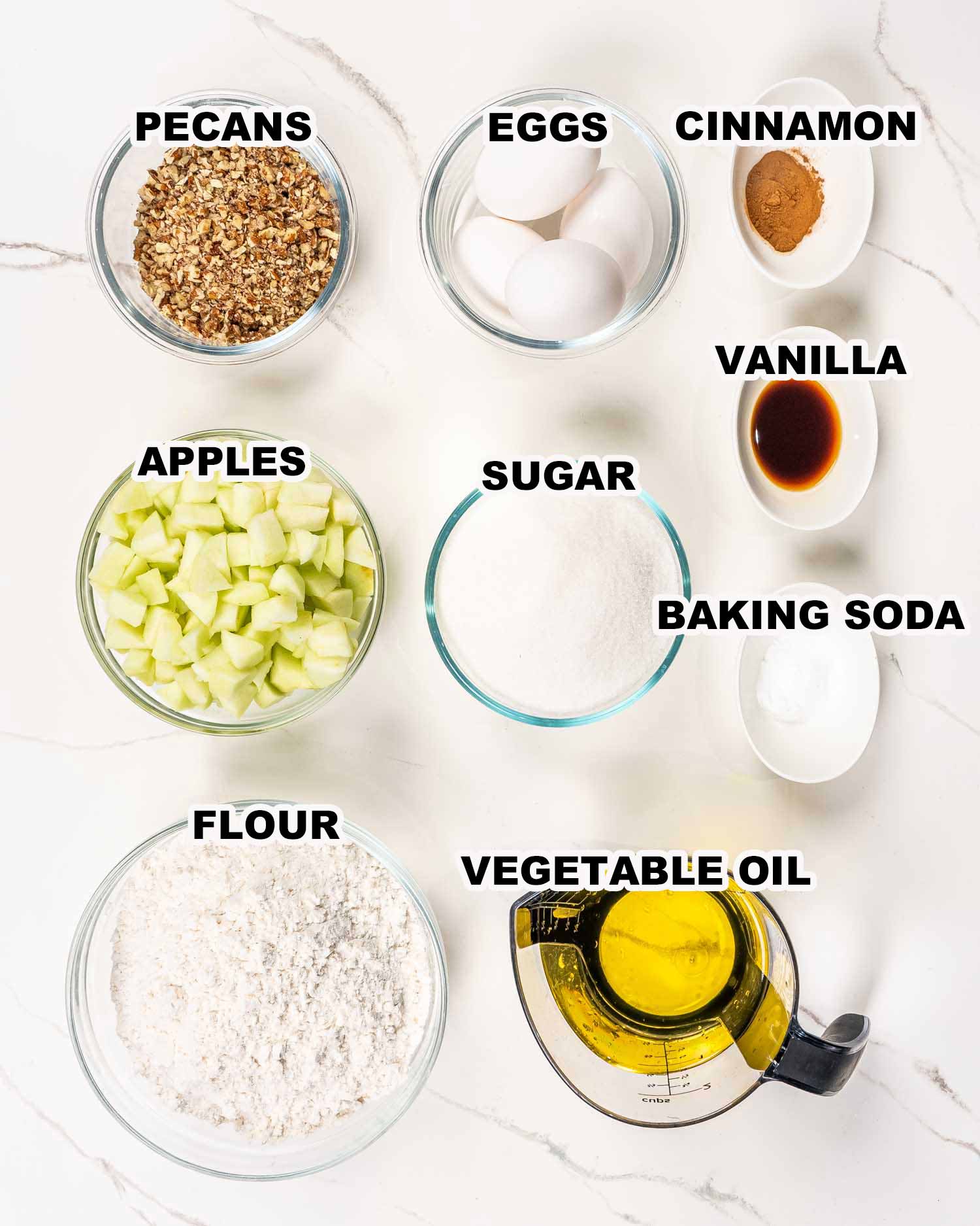 ingredients needed to make caramel apple cake.