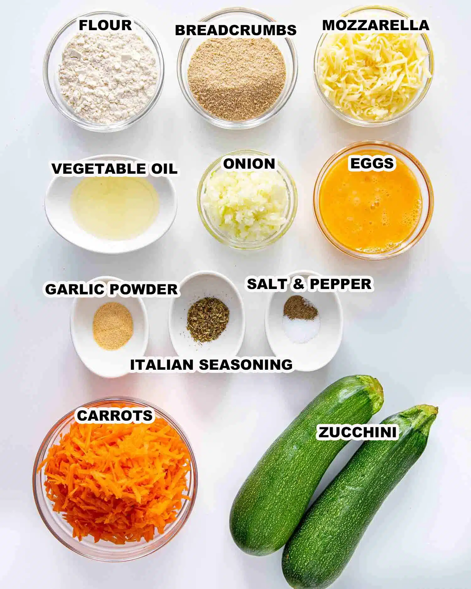 ingredients needed to make vegetable fritters.