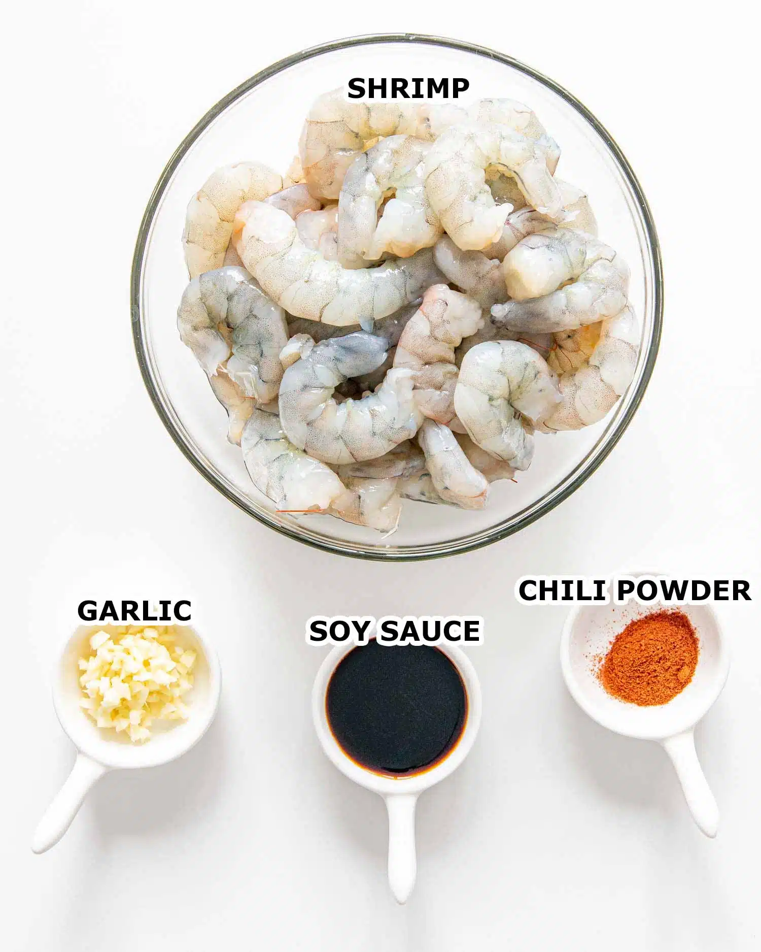ingredients needed to make asian garlic shrimp.