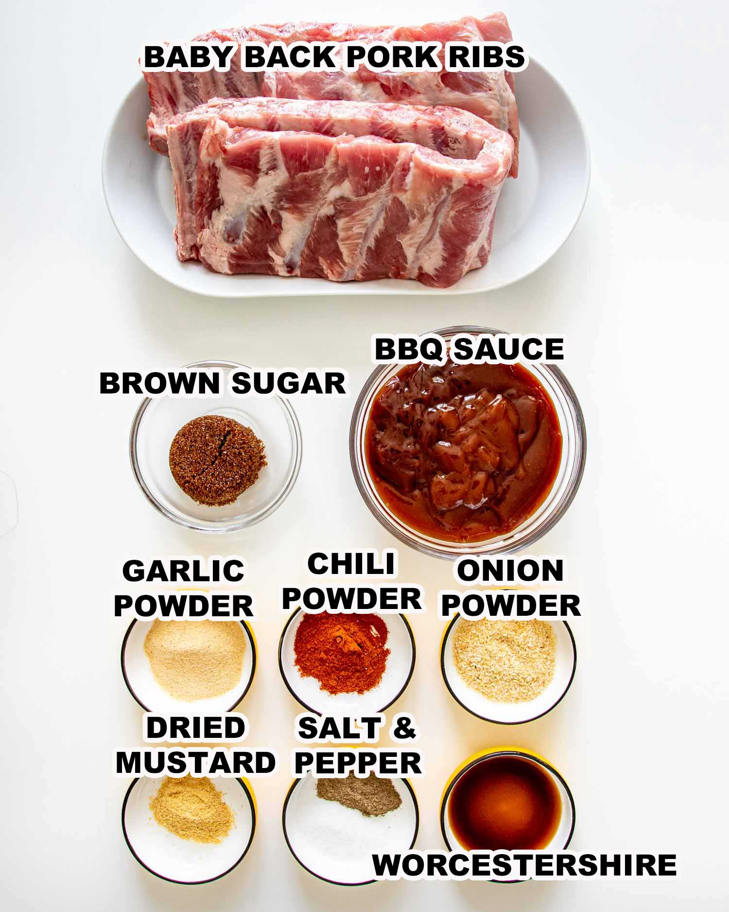 ingredients needed to make slow cooker ribs.