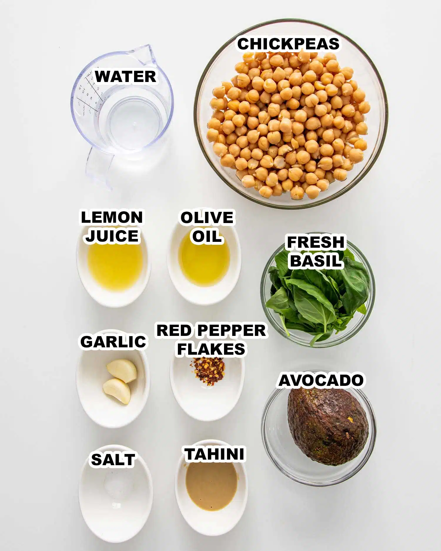 ingredients needed to make avocado basil dip.