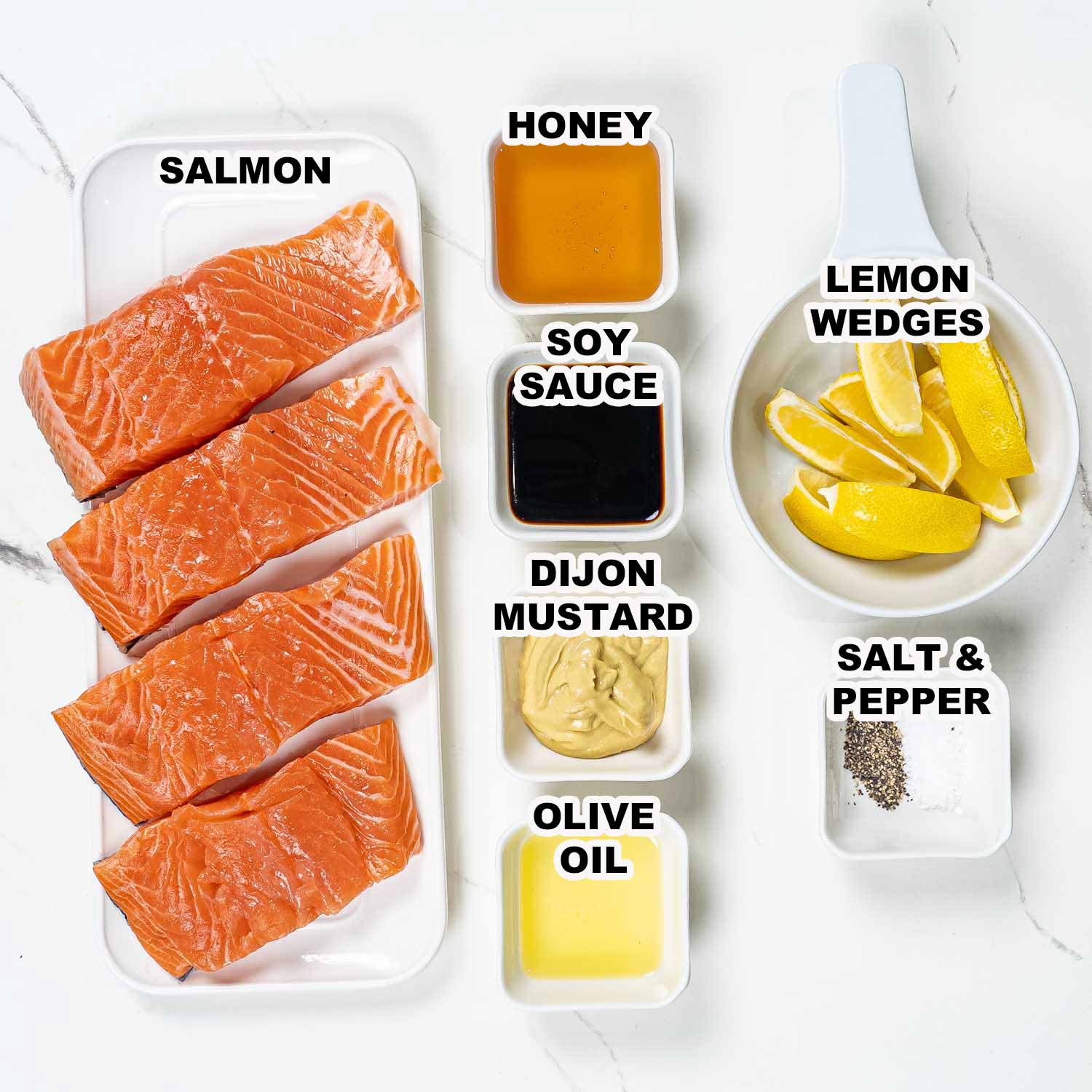ingredients needed to make baked salmon with mustard glaze.