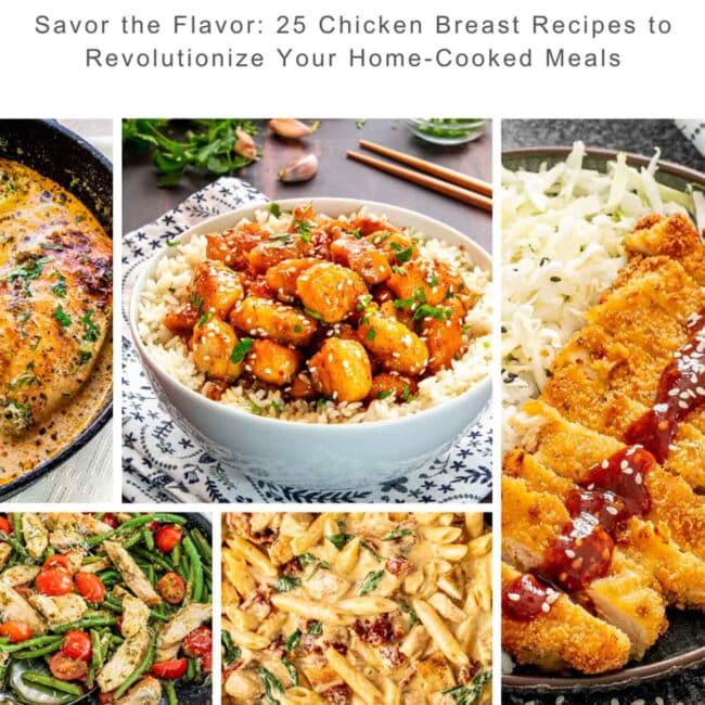 25 chicken breast recipes collage.