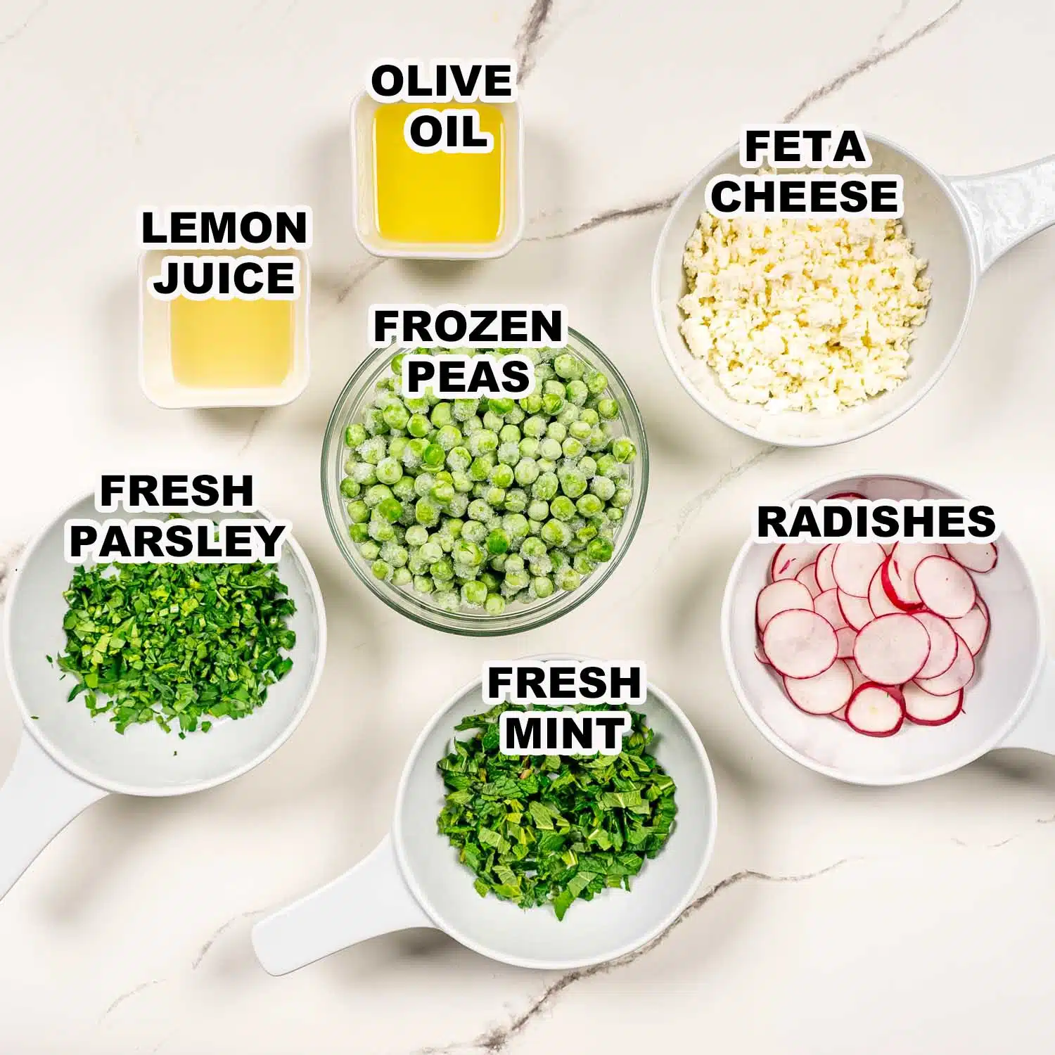 ingredients needed to make spring pea salad.
