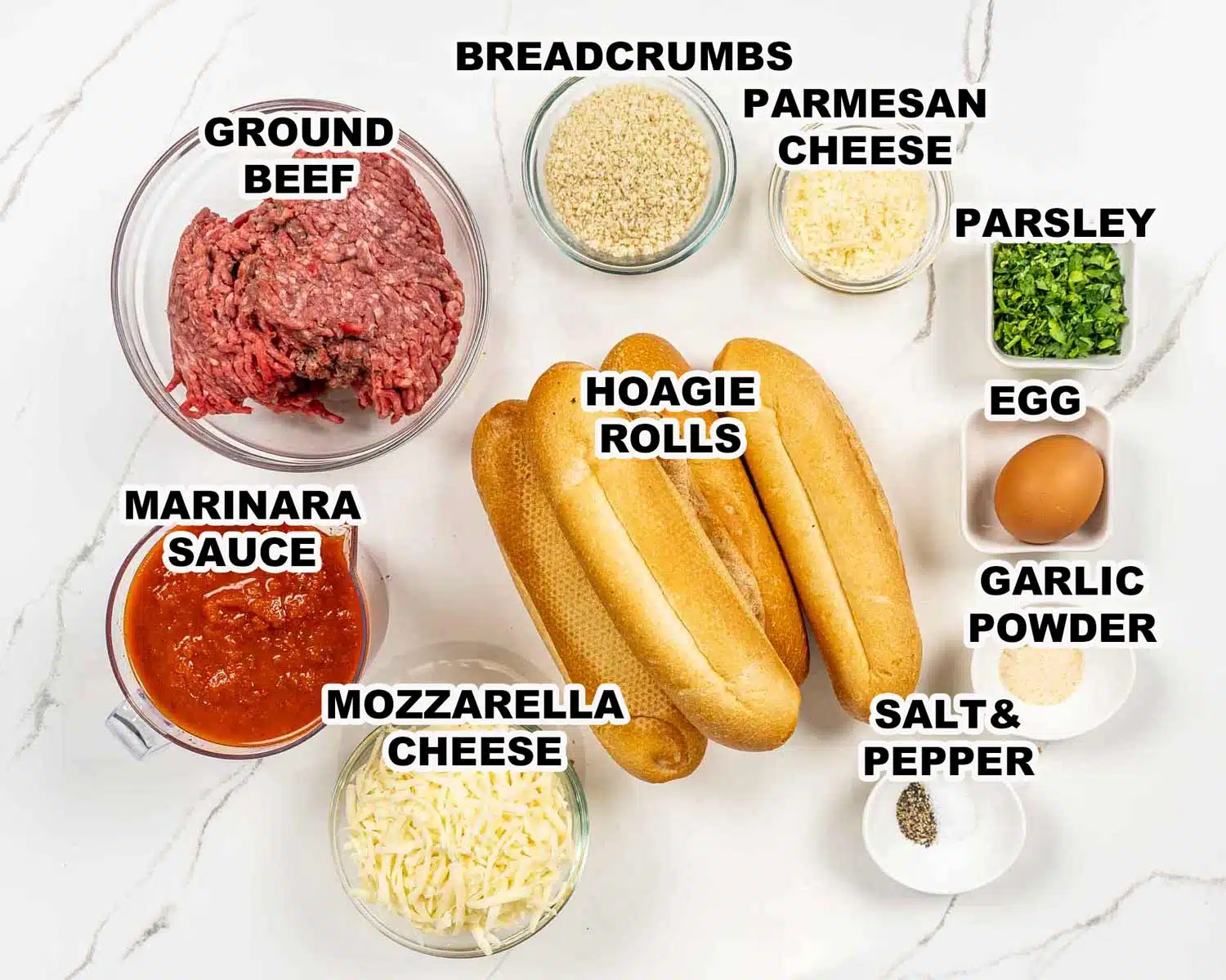 ingredients needed to make meatball subs.