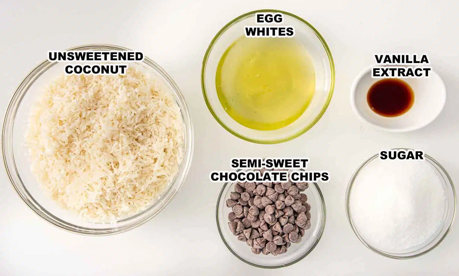 ingredients needed to make coconut macaroons.