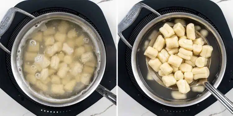 process shots showing how to make gnocchi.