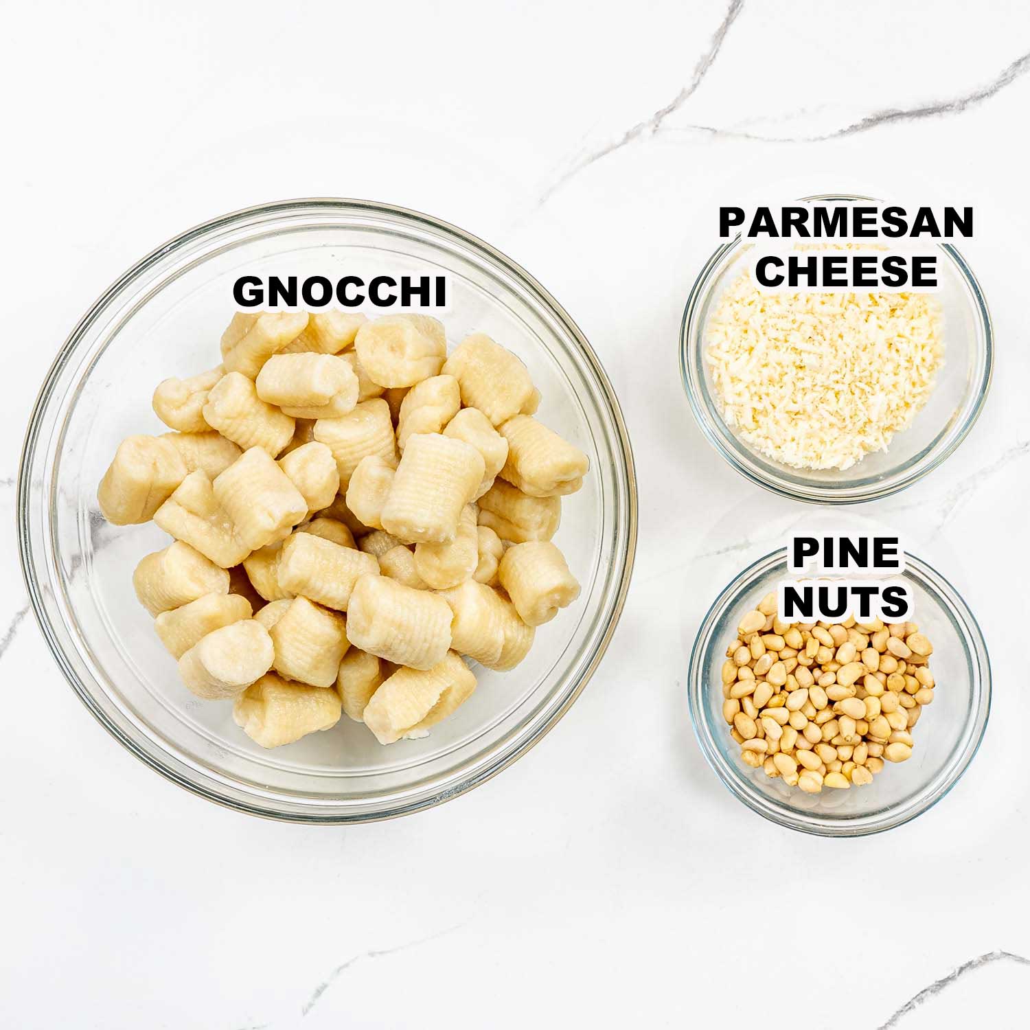 ingredients needed to make pesto gnocchi.