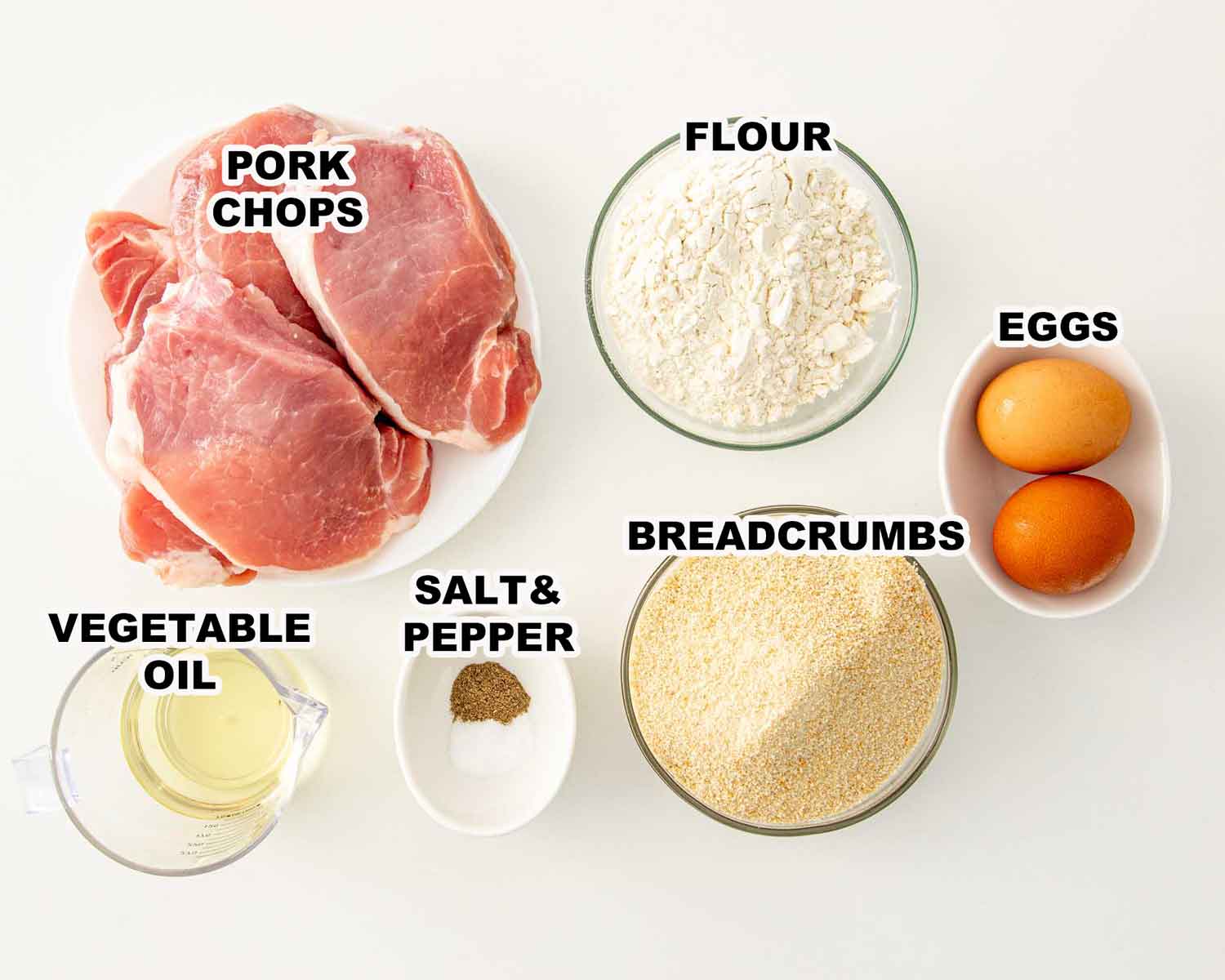 ingredients needed to make pork schnitzel.