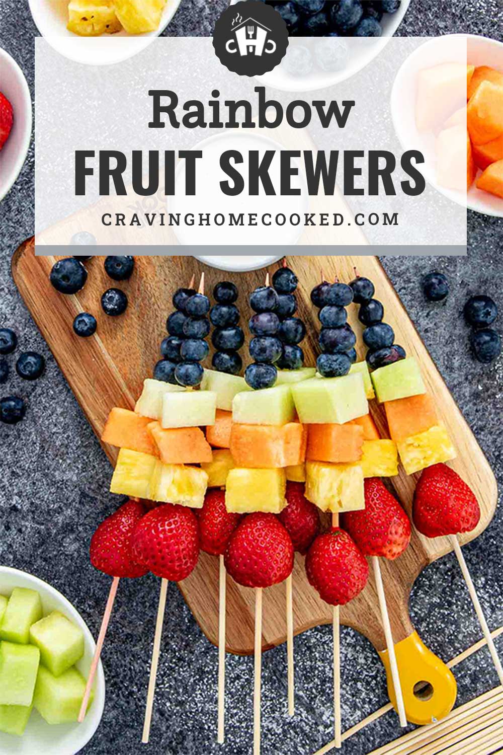 Rainbow Fruit Skewers with Yogurt Dip - Craving Home Cooked