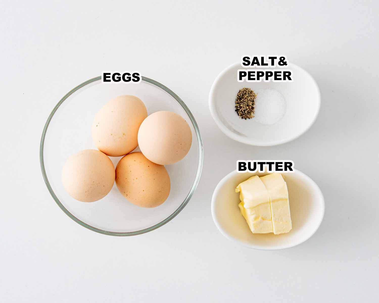 ingredients needed to make scrambled eggs.
