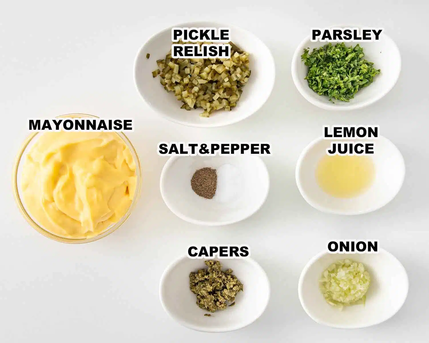 ingredients needed to make tartar sauce.