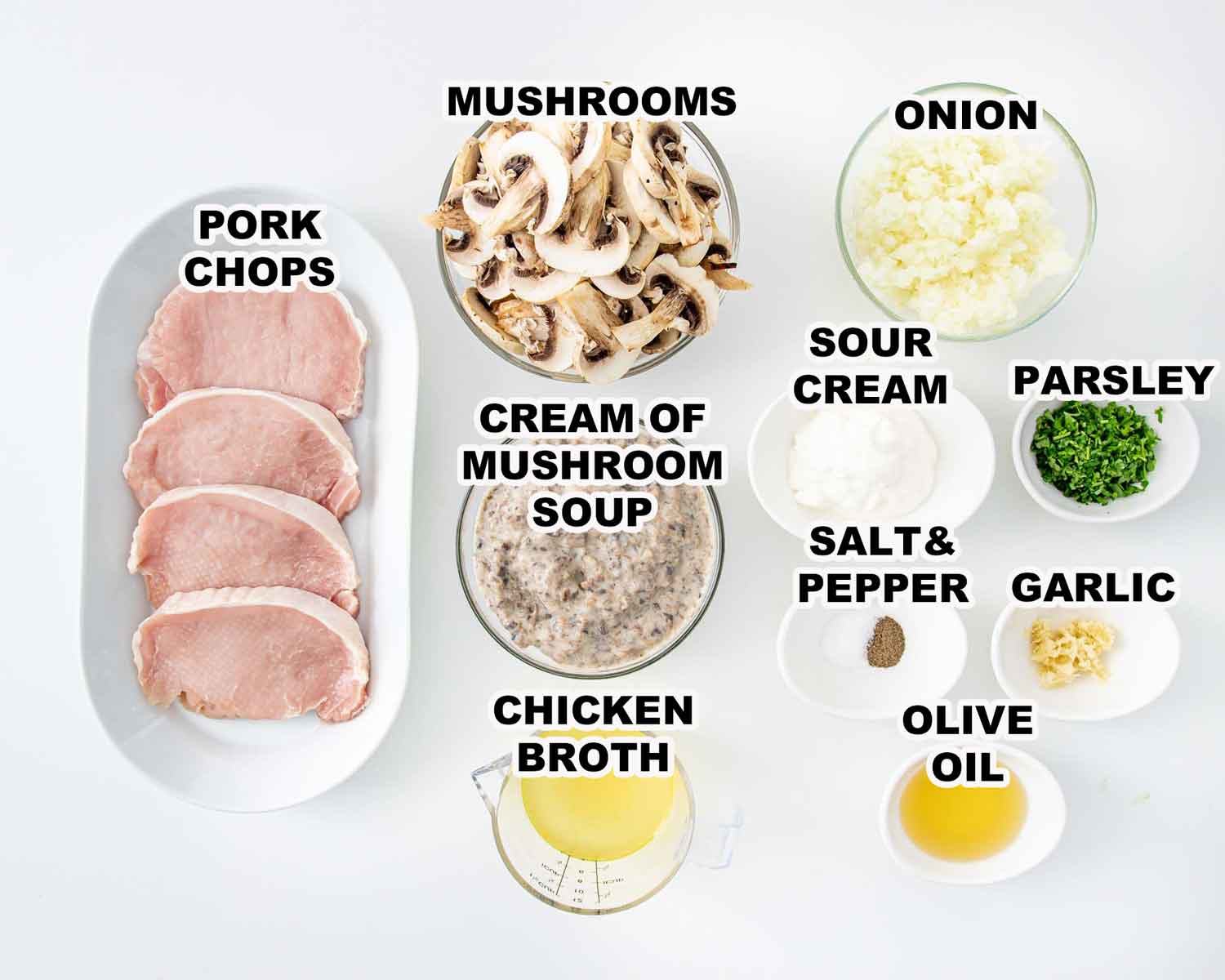 ingredients needed to make slow cooker pork chops.