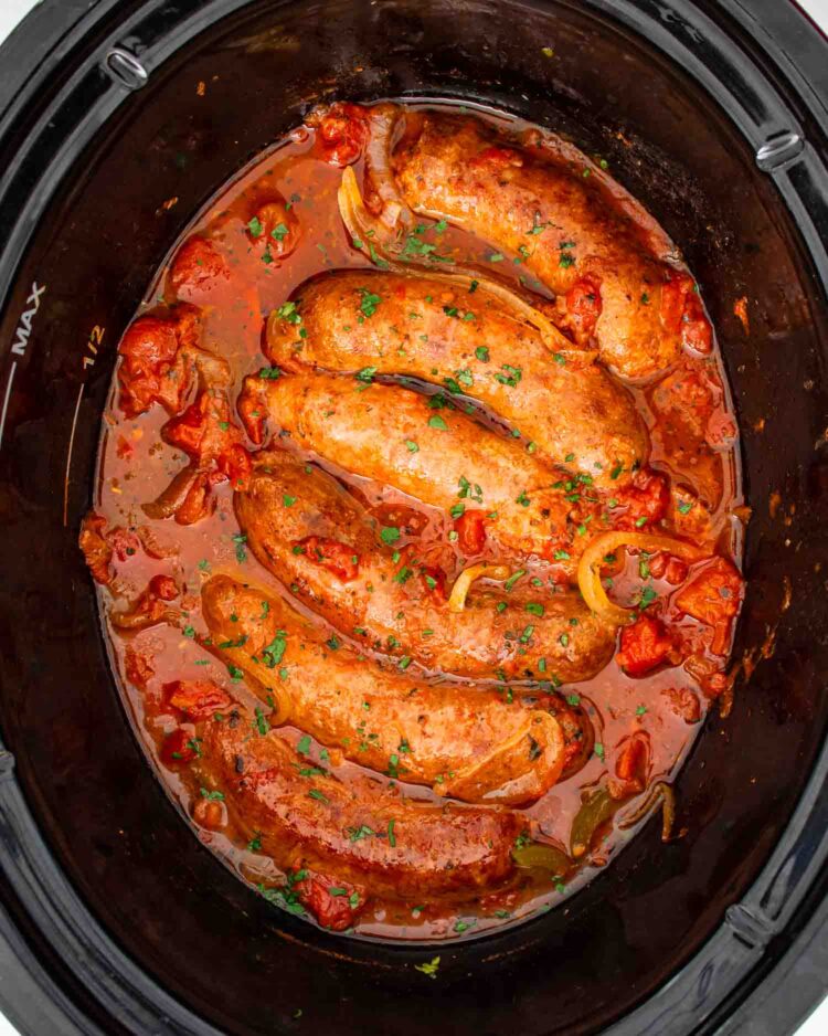 Slow Cooker Sausage and Peppers Craving Home Cooked