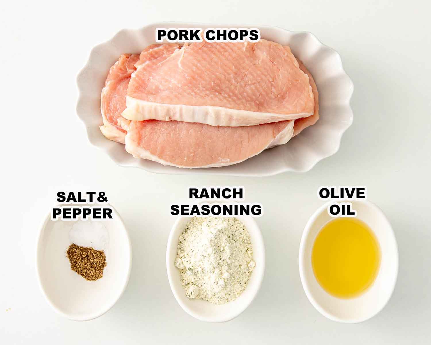 ingredients needed to make air fryer ranch pork chops.