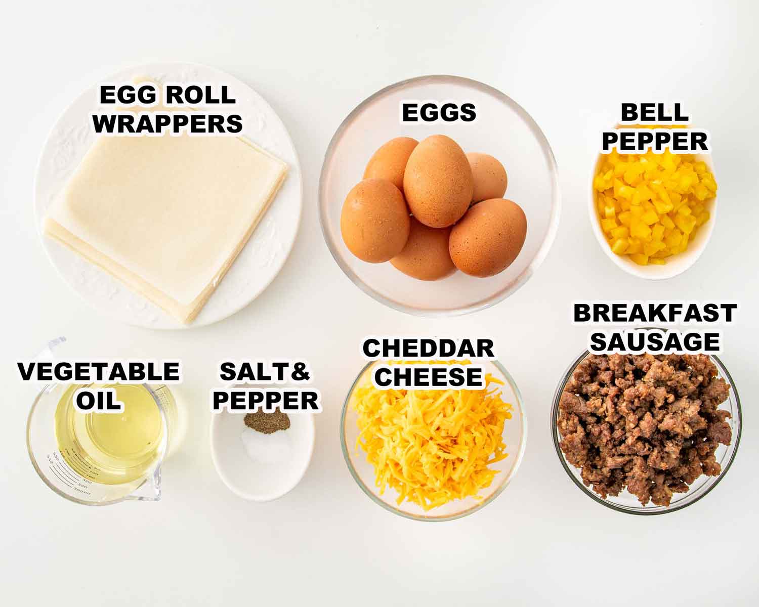ingredients needed to make breakfast egg rolls.