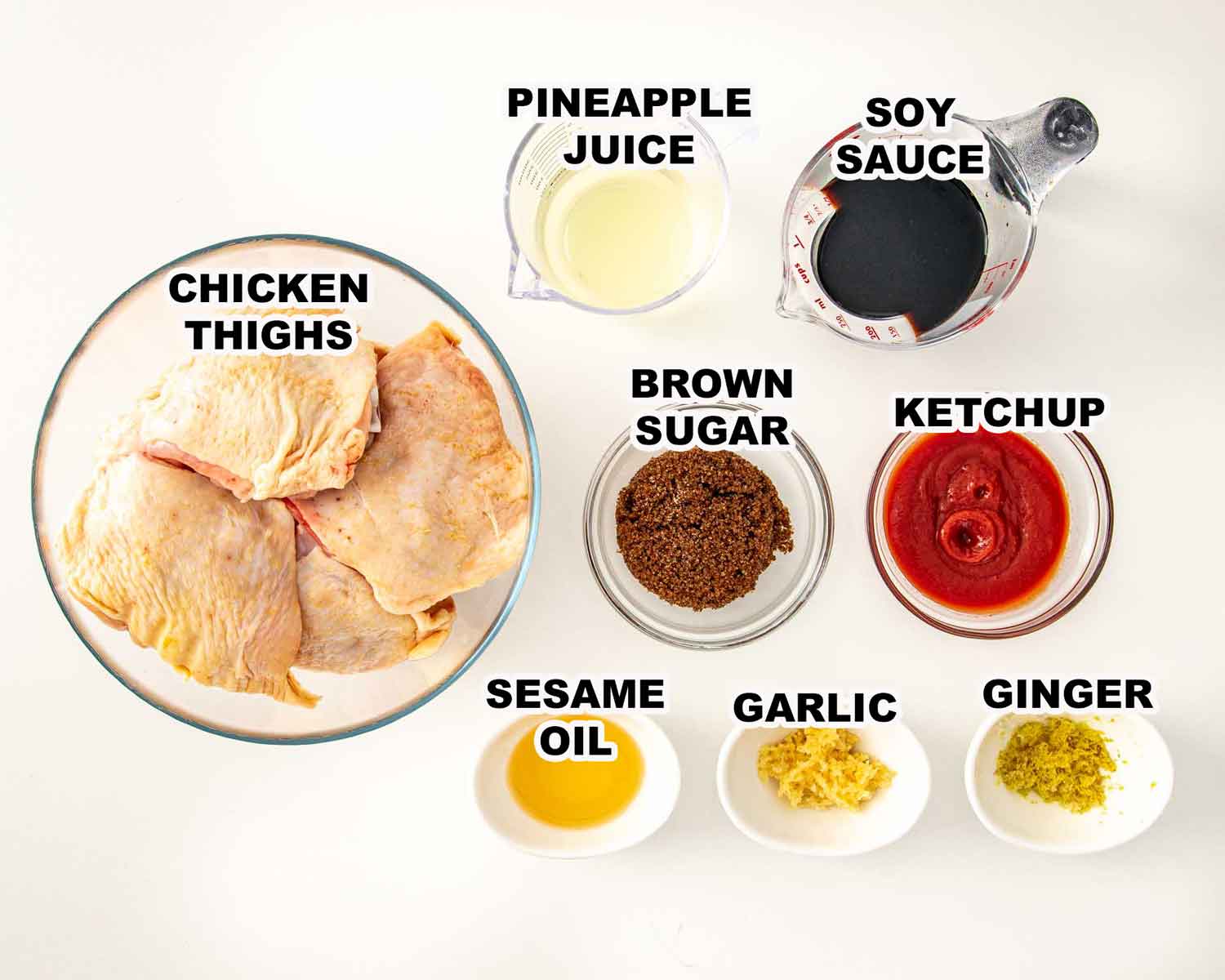 ingredients needed to make huli huli chicken.