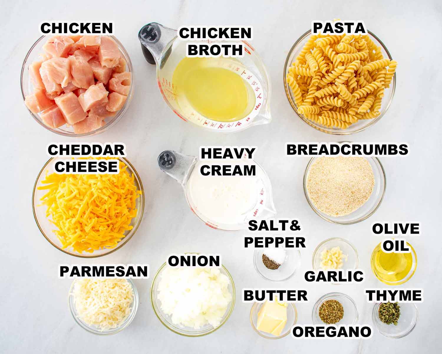 ingredients needed to make creamy chicken casserole.
