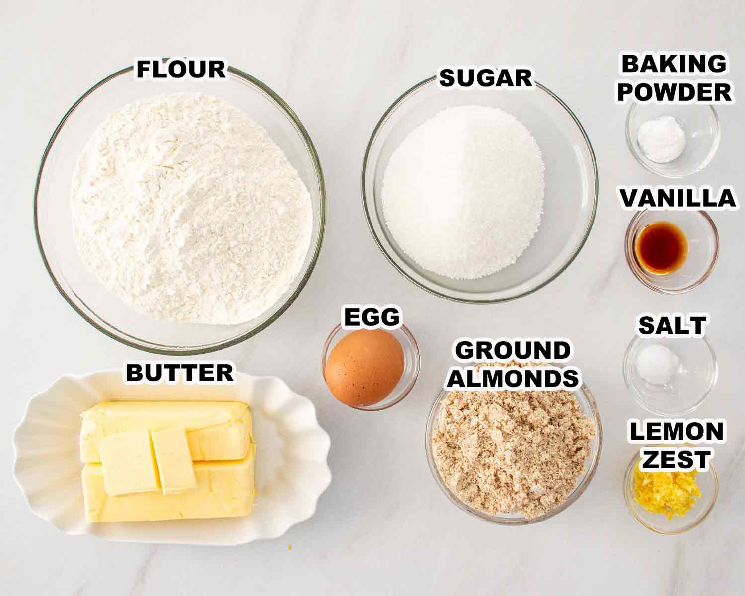 ingredients needed to make linzer cookies.