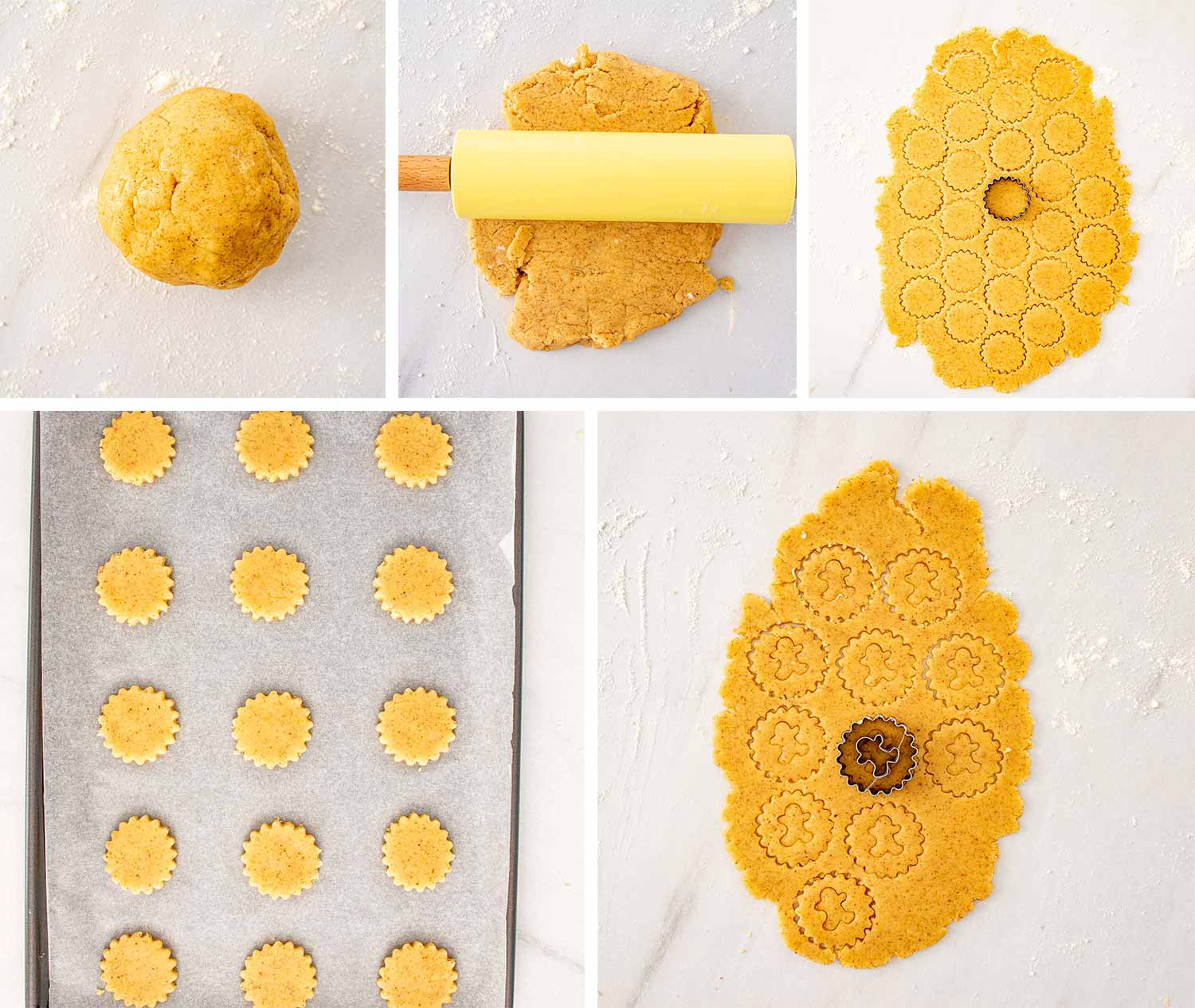 process shots showing how to make linzer cookies.