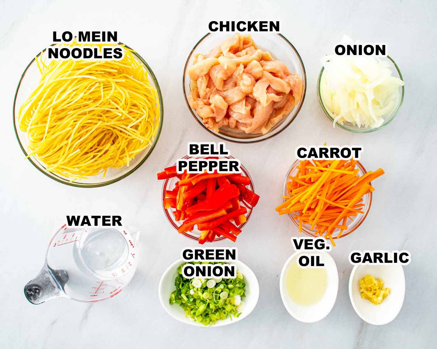 ingredients needed to make lo mein.