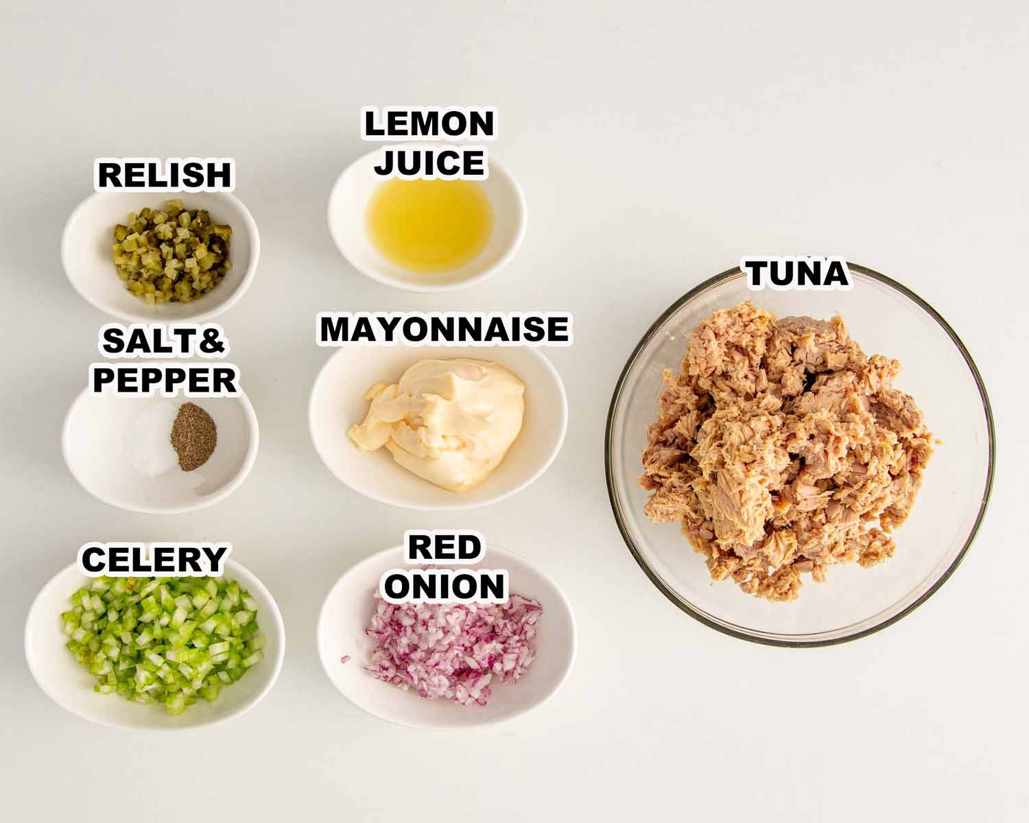 ingredients needed to make tuna salad sandwich.