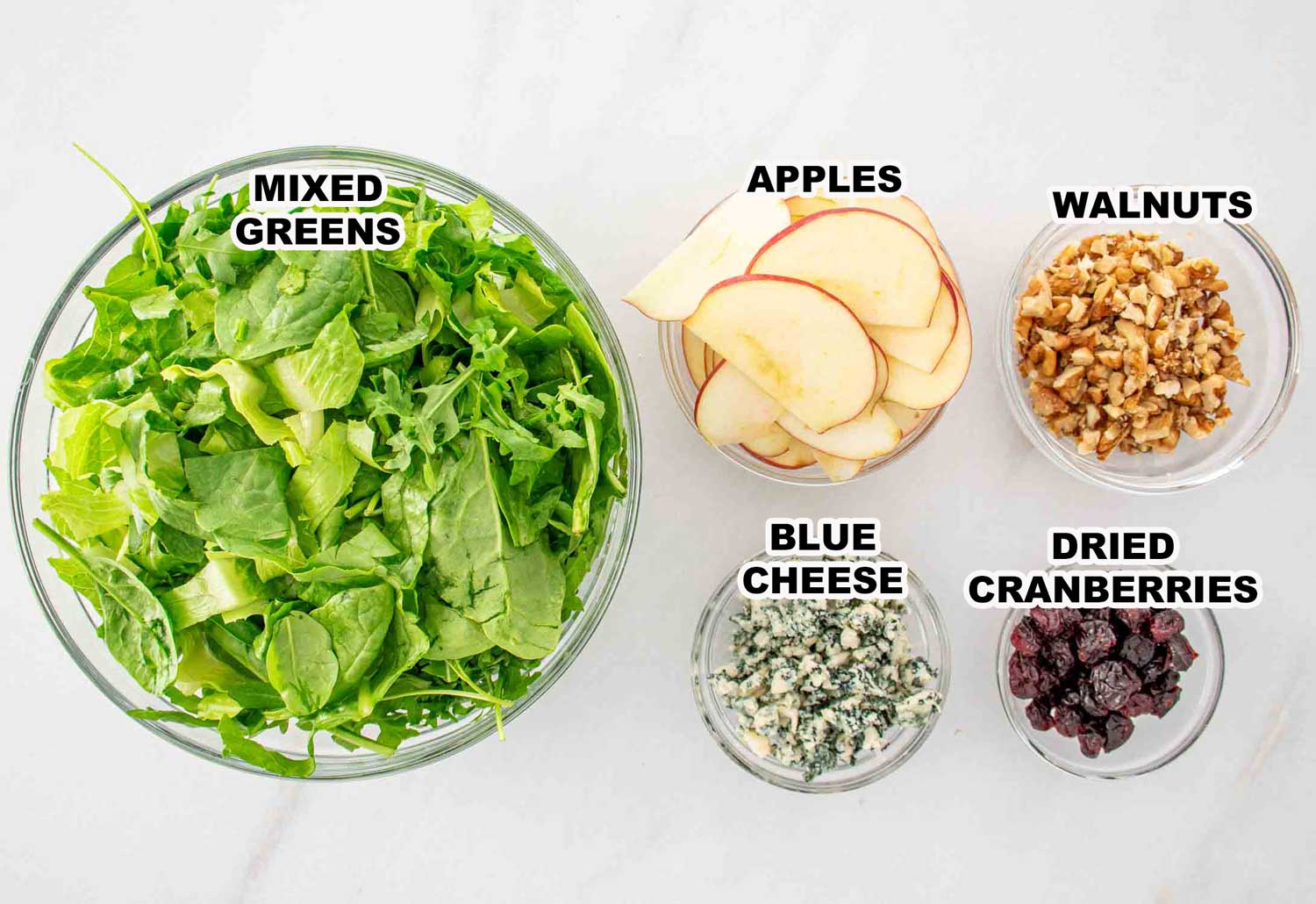 ingredients needed to make apple walnut salad.