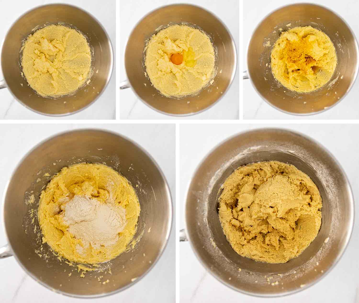 process shots showing how to make lemon sugar cookies.