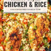 pin for skillet cajun chicken and rice.