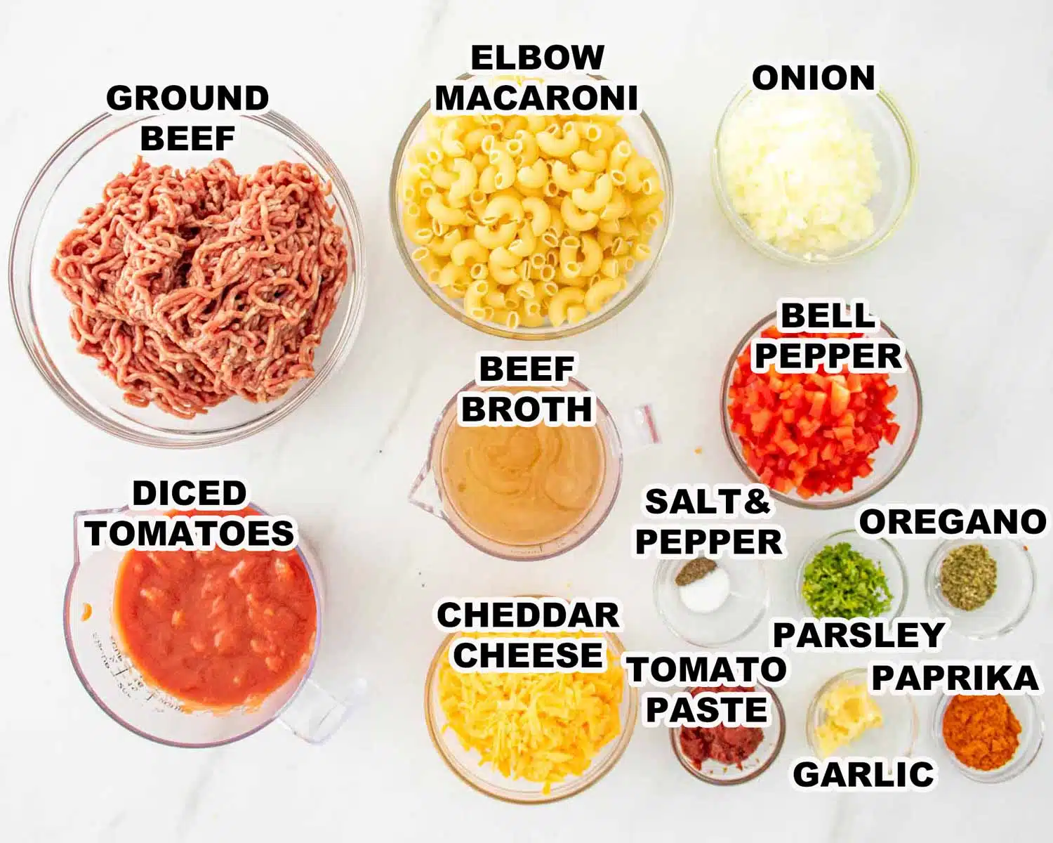ingredients needed to make goulash casserole.