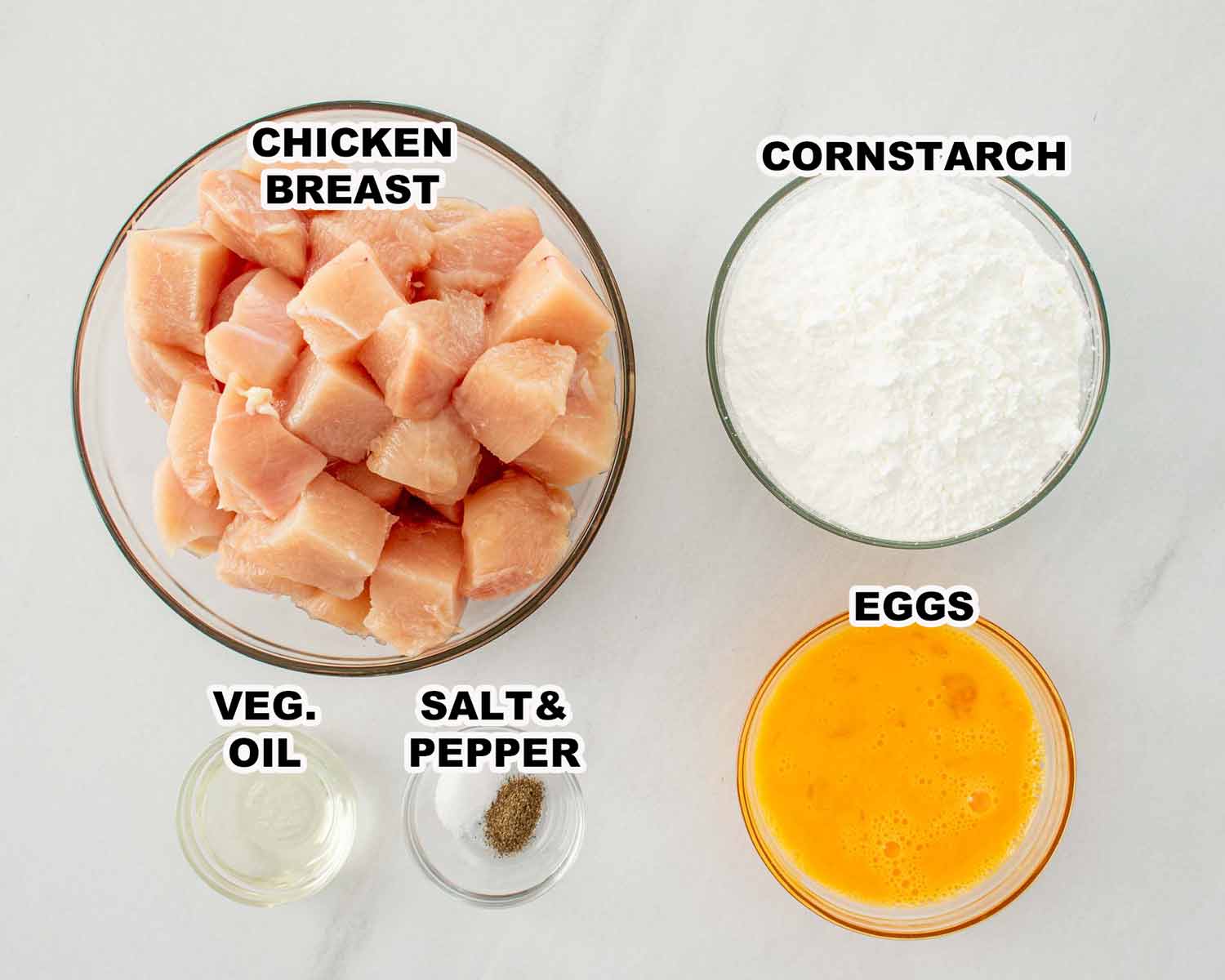 ingredients needed to make orange chicken.