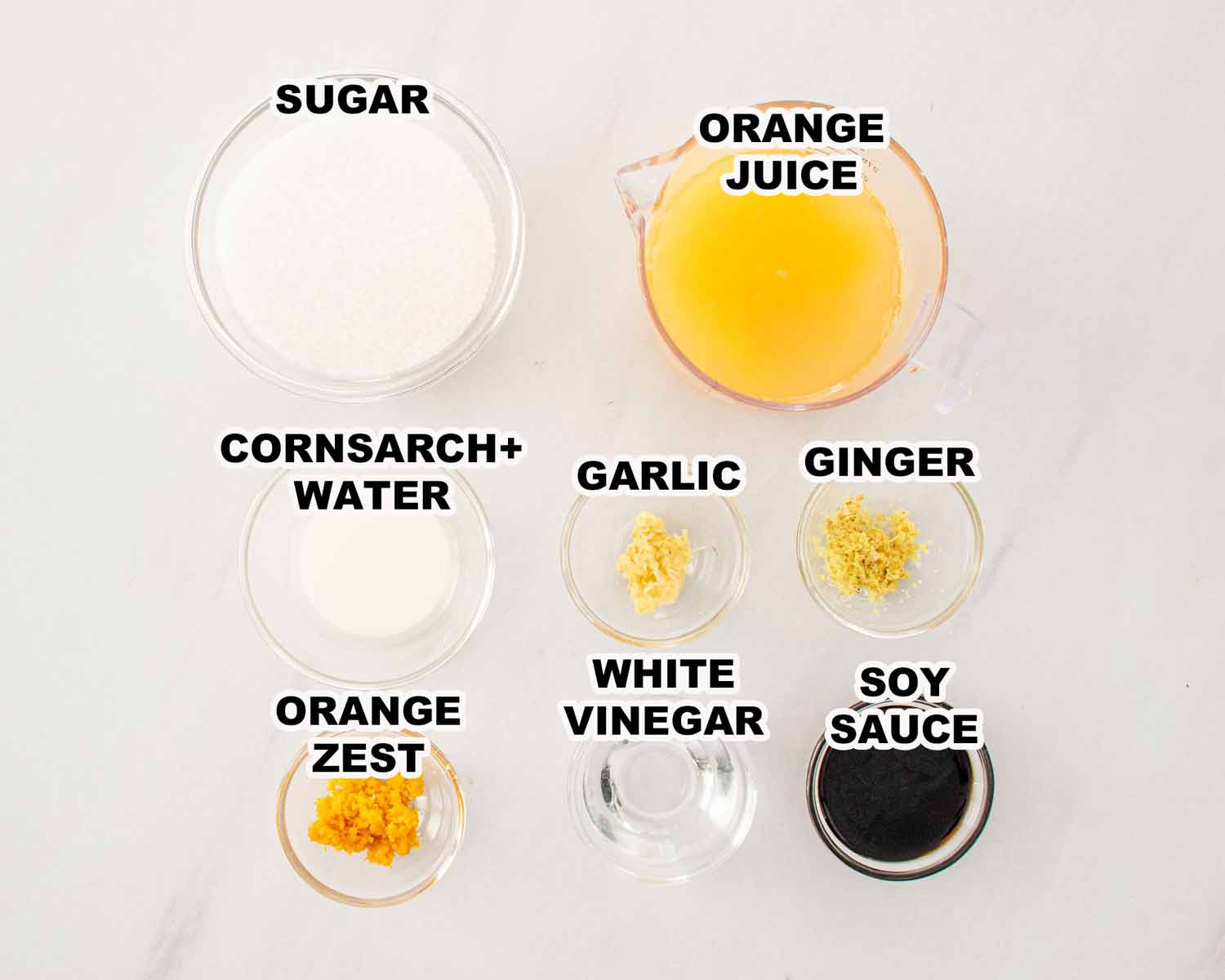 ingredients needed to make orange sauce for orange chicken.