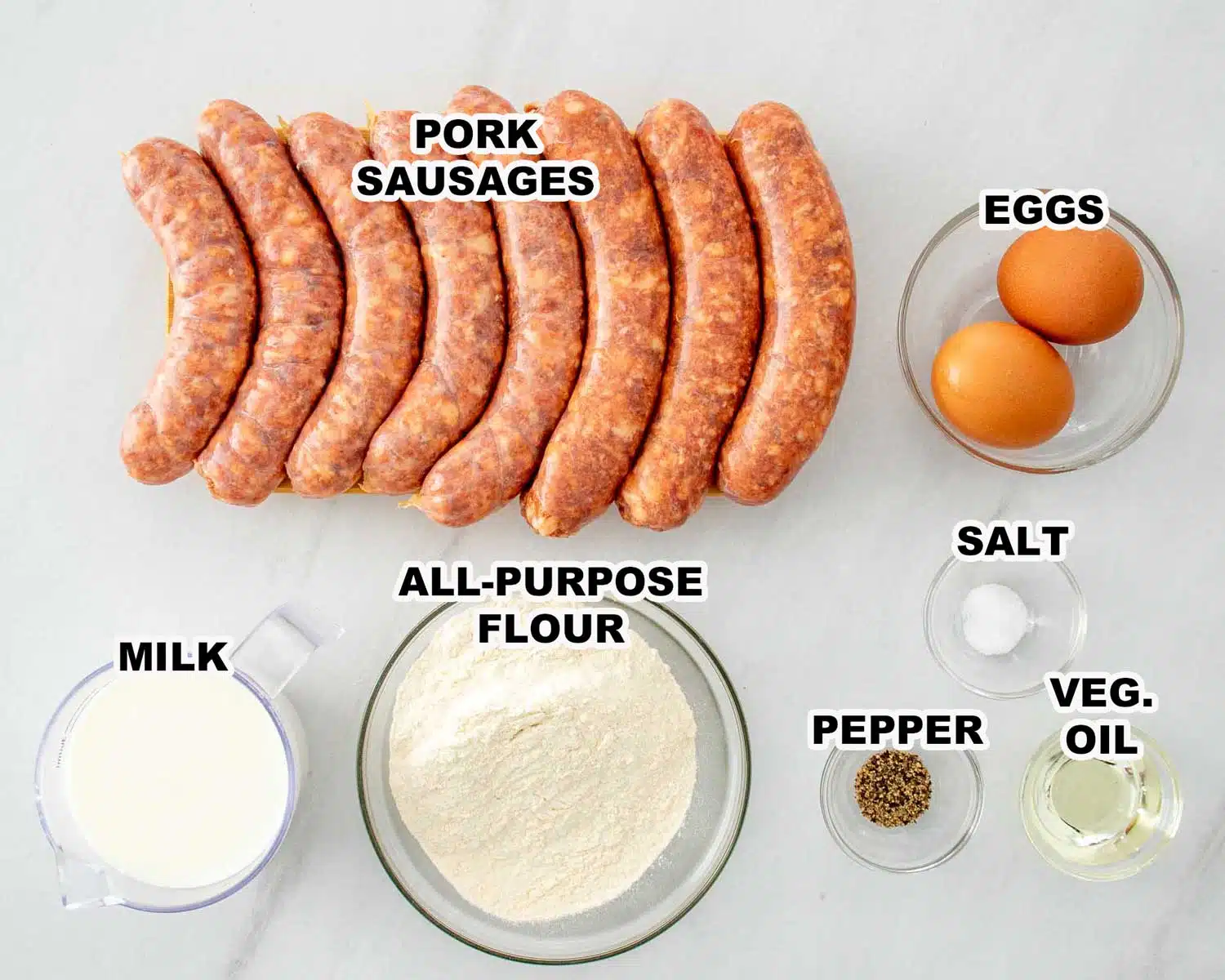 ingredients needed to make toad in the hole.