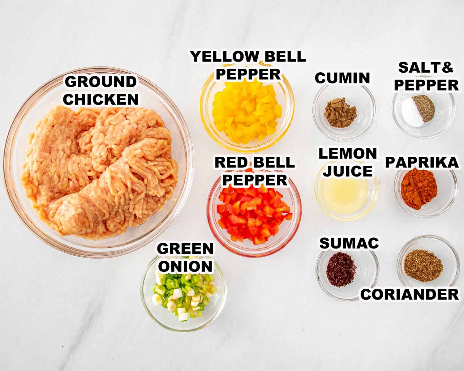 ingredients needed to make chicken kebabs.