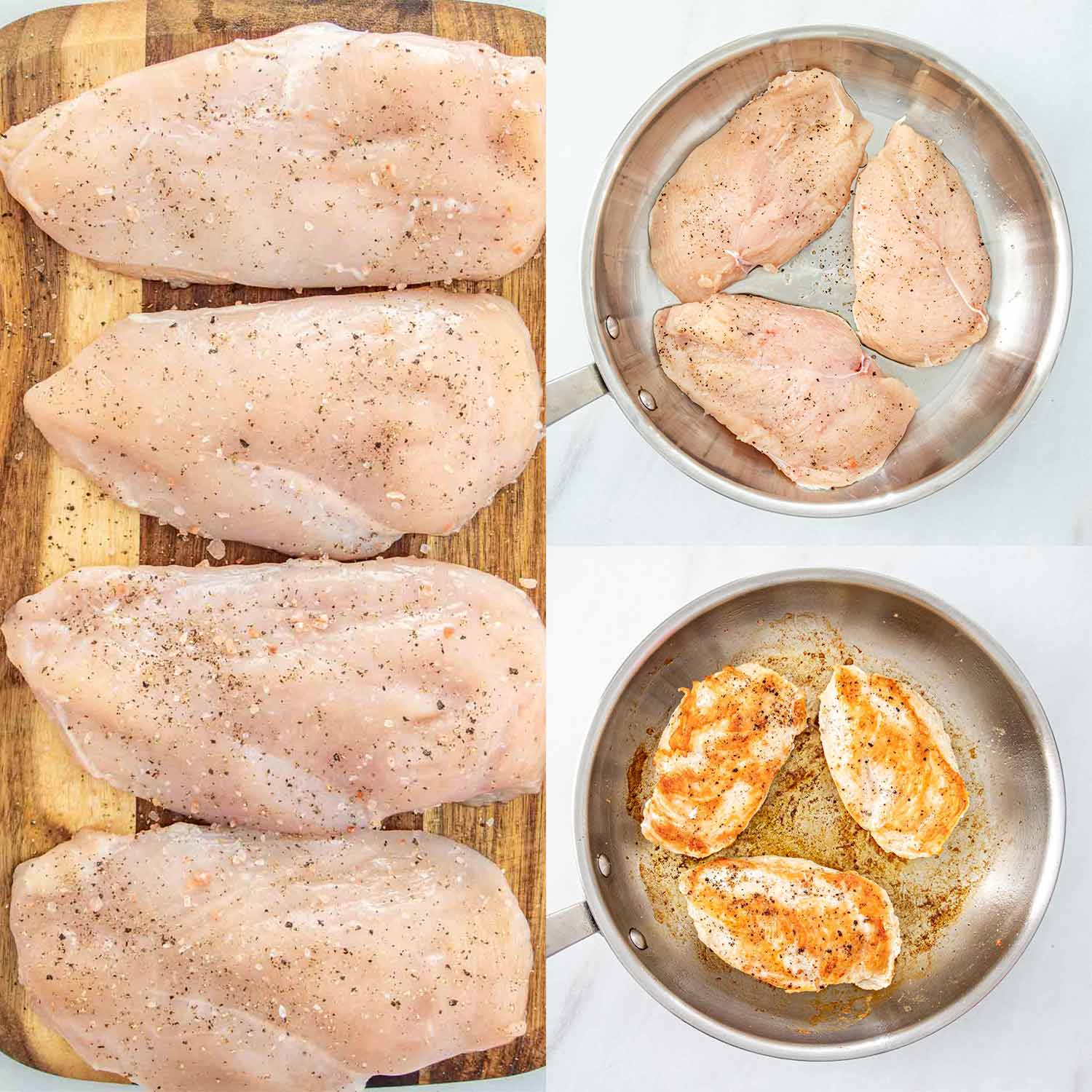 process shots showing how to make creamy mustard chicken.