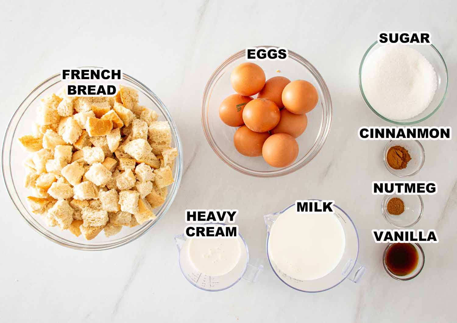 ingredients needed to make french toast casserole.