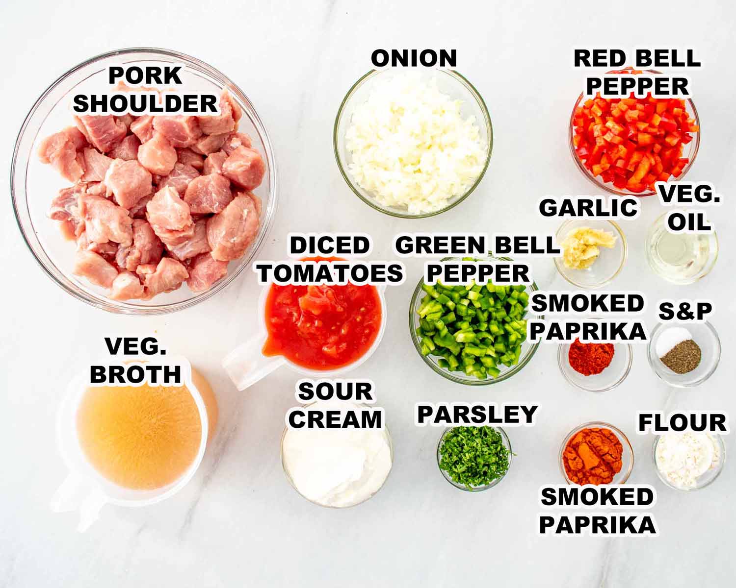 ingredients needed to make pork paprikash.
