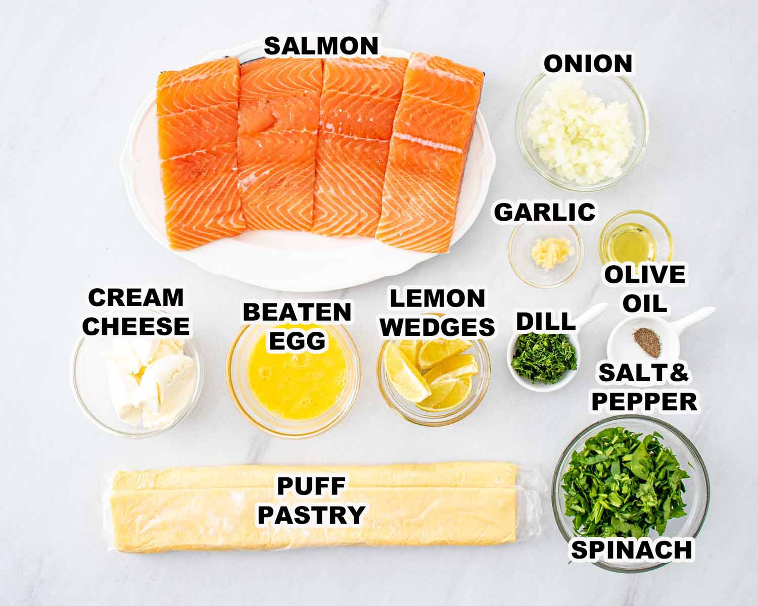 ingredients needed to make salmon wellington.