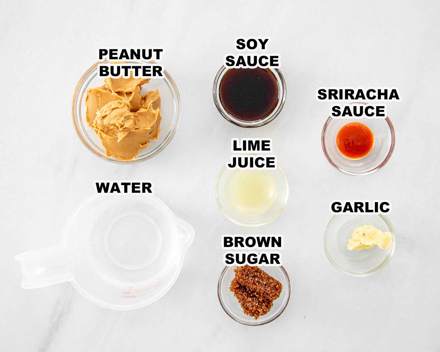 ingredients needed to make chicken satay with peanut sauce.