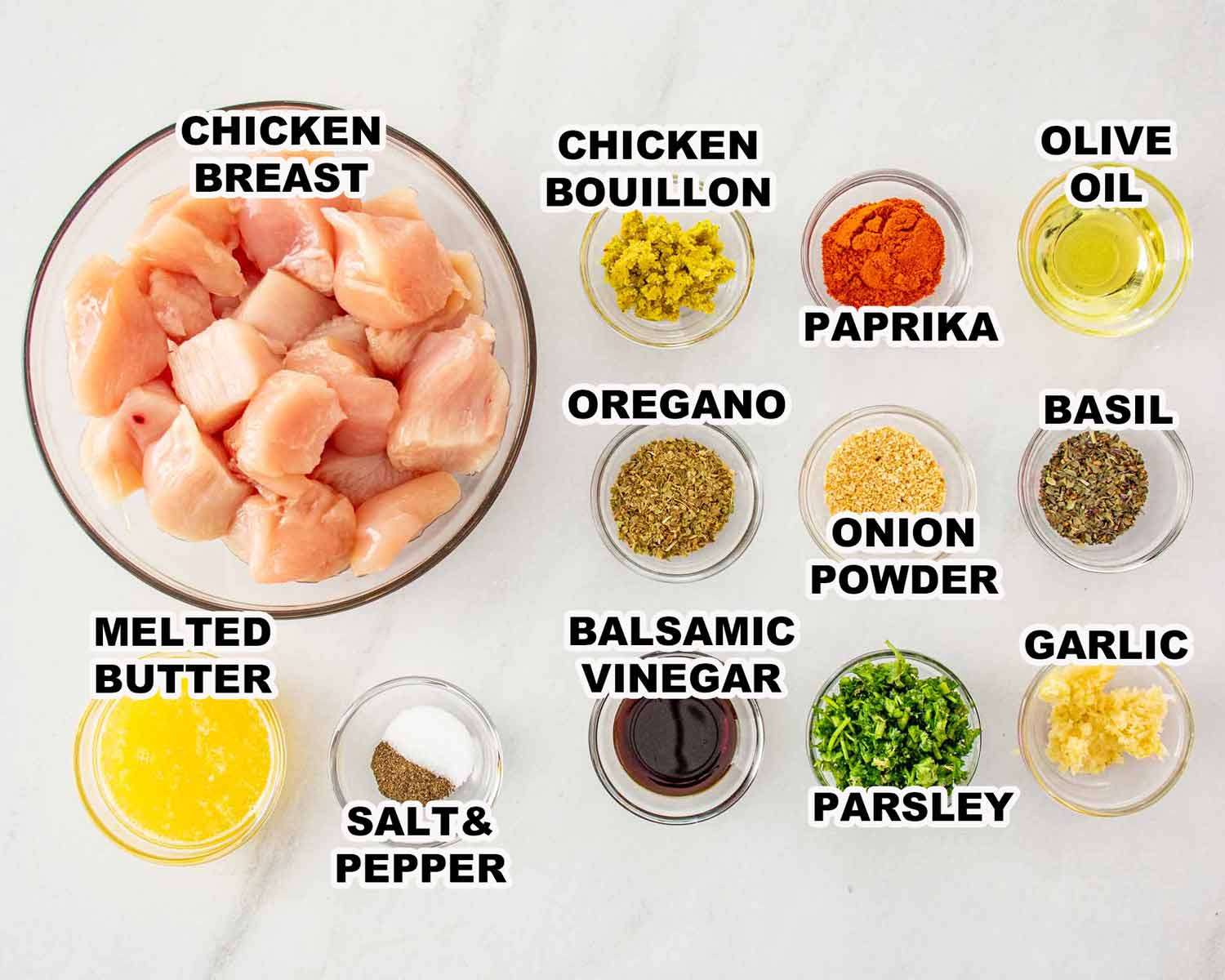 ingredients needed to make oven baked chicken bites.