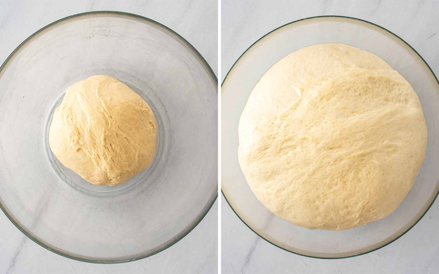 process shots showing how to make garlic herb pull apart rolls.