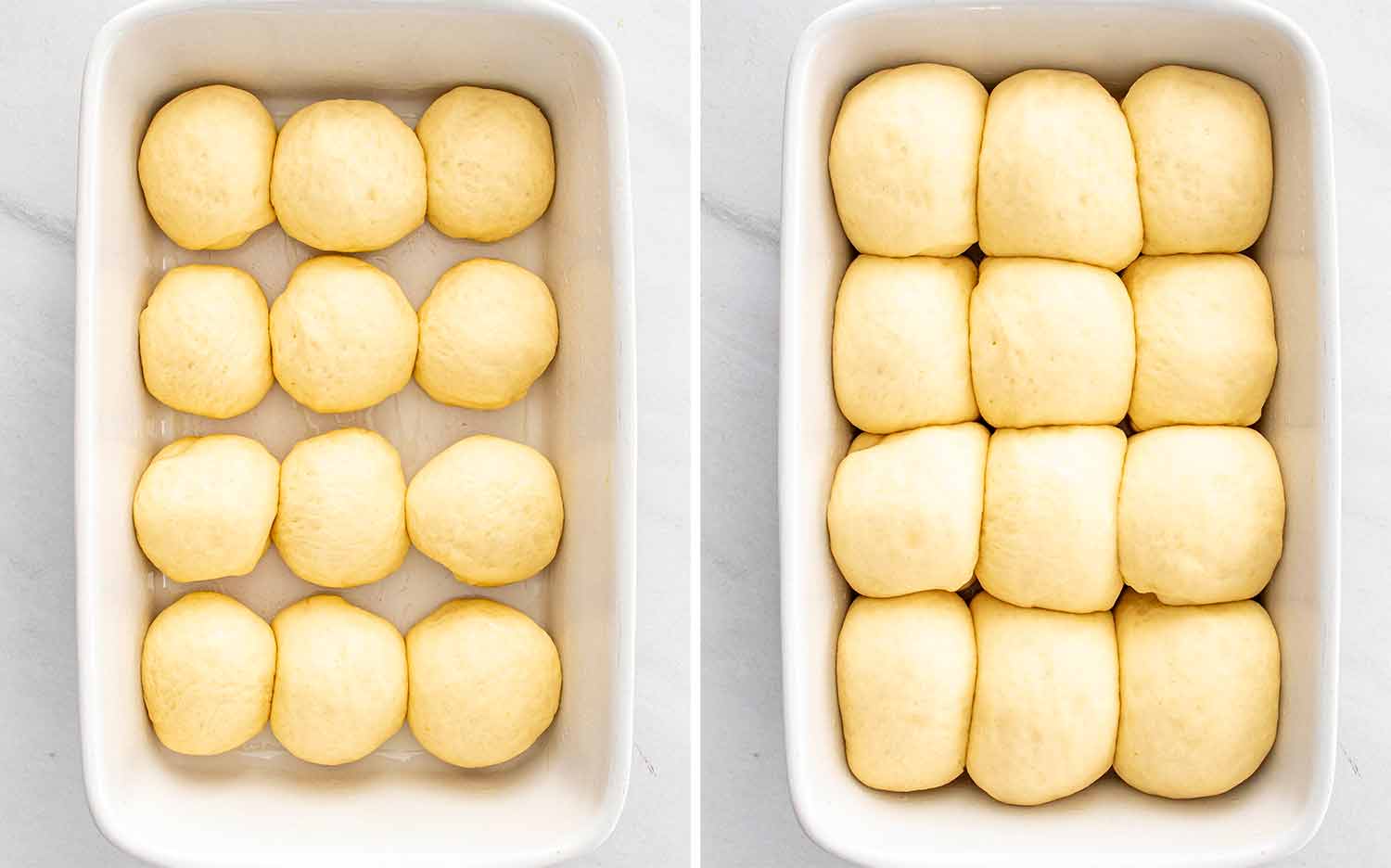process shots showing how to make garlic herb pull apart rolls.