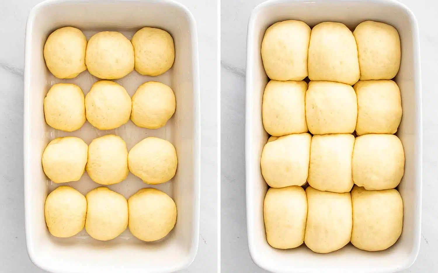 process shots showing how to make garlic herb pull apart rolls.