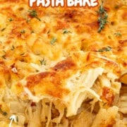 pin for french onion pasta bake.