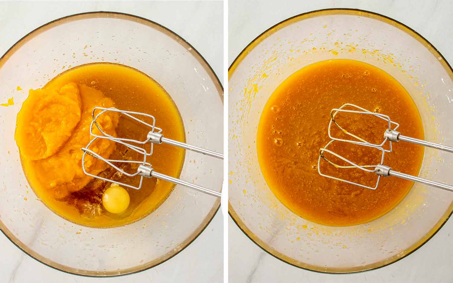 process shots showing how to make pumpkin spice blondies.