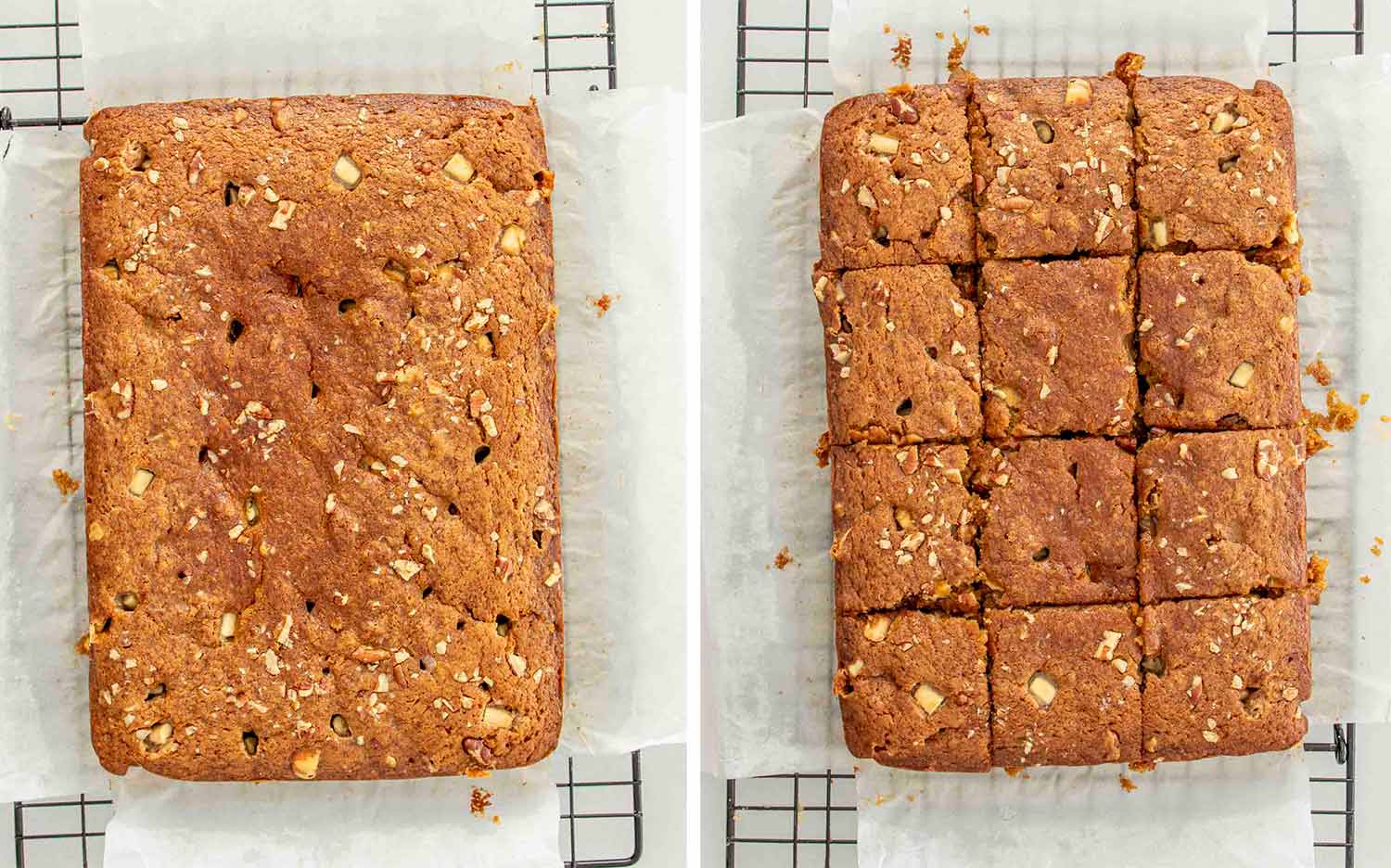 process shots showing how to make pumpkin spice blondies.