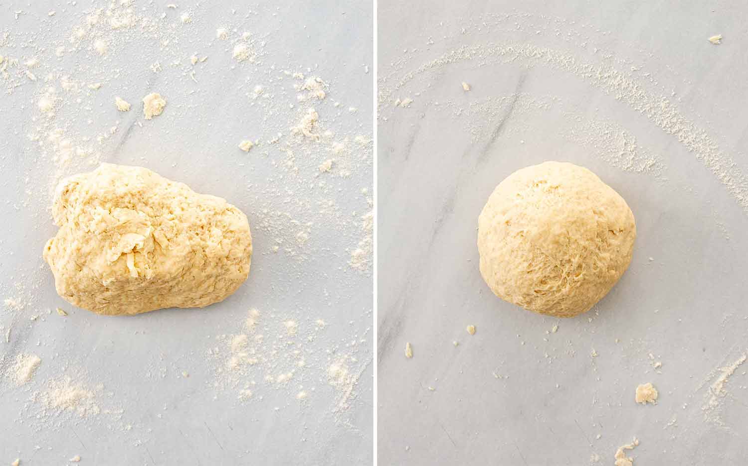 process shots showing how to make khachapuri.