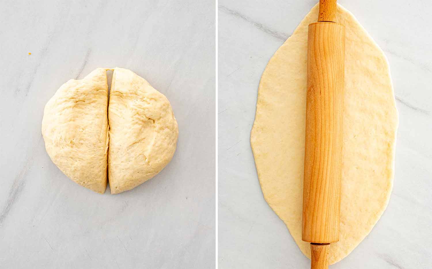 process shots showing how to make khachapuri.