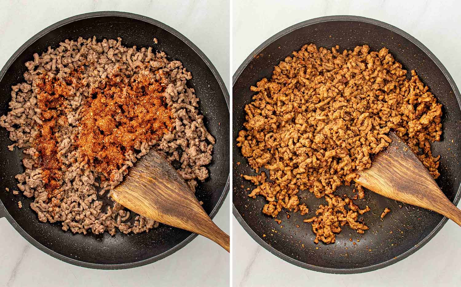 process shots showing how to make taco bell crunchwrap supreme.