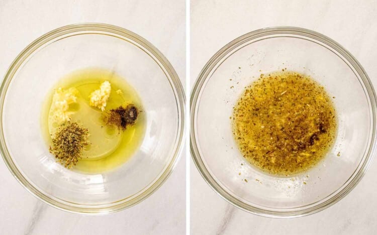 process shots showing how to make grilled lemon chicken skewers.
